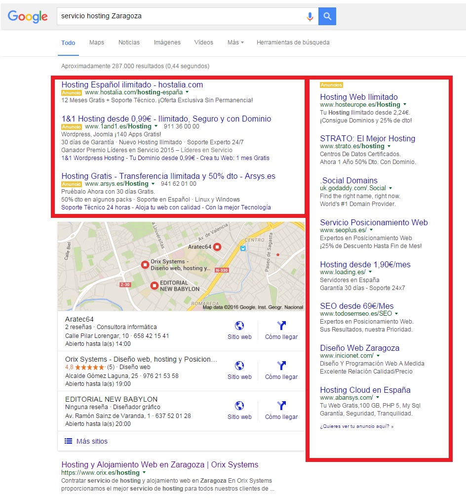 Anuncios Servicios Hosting Zaragoza
